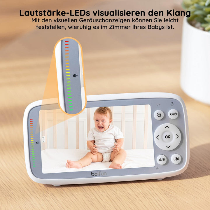 BOIFUN Babyphone mit 2 Kameras, VOX Nachtsicht Babyfon, Temperaturüberwachung, Gegensprechfunktion V
