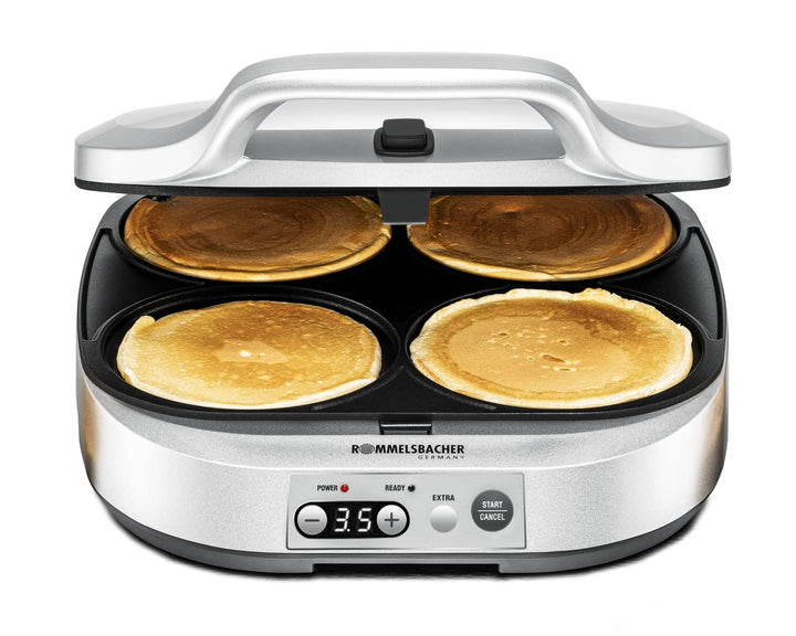 ROMMELSBACHER Pancake Maker PC 1800 - 4 Backmulden à 13,5 cm, Antihaftbeschichtung, 15 Minuten Zeits