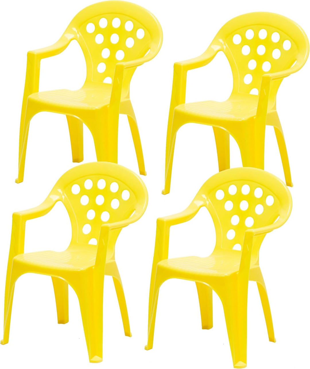 hLine Kinder Garten Sitzgruppe Tisch mit Stühlen Gartenstuhl Sessel (1 Tisch 4 Stühle gelb), 868780+