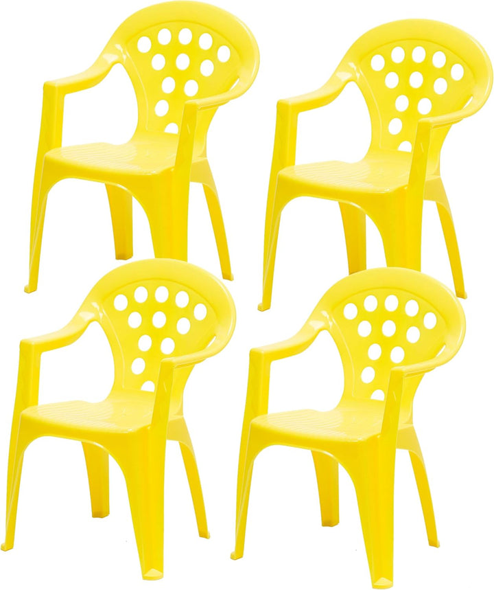 hLine Kinder Garten Sitzgruppe Tisch mit Stühlen Gartenstuhl Sessel (1 Tisch 4 Stühle gelb), 868780+