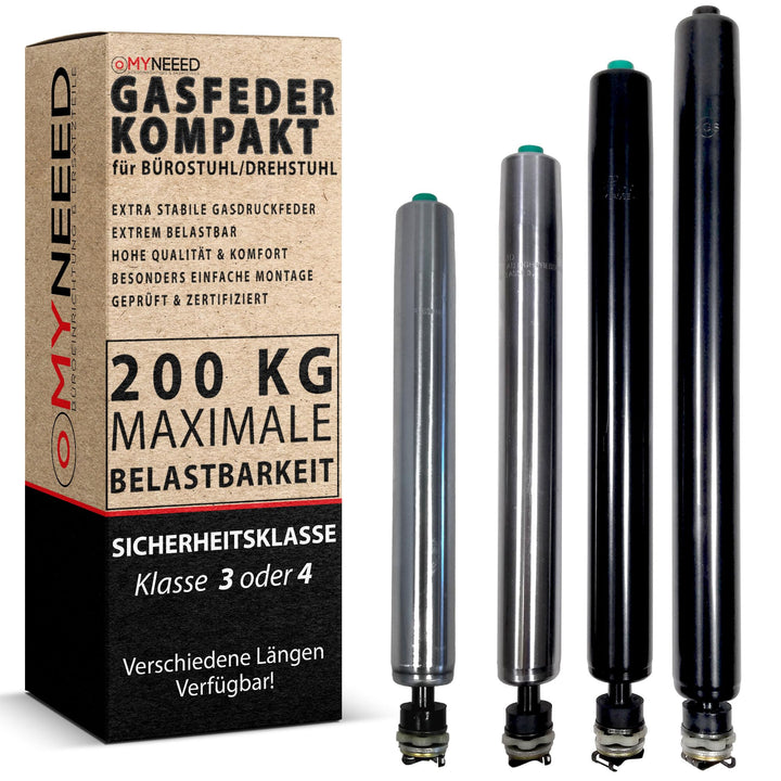 Gasdruckfeder Bürostuhl Ersatzteile Compact - Ersatz Gasfeder bis 200 kg für Drehstuhl Chefsessel -