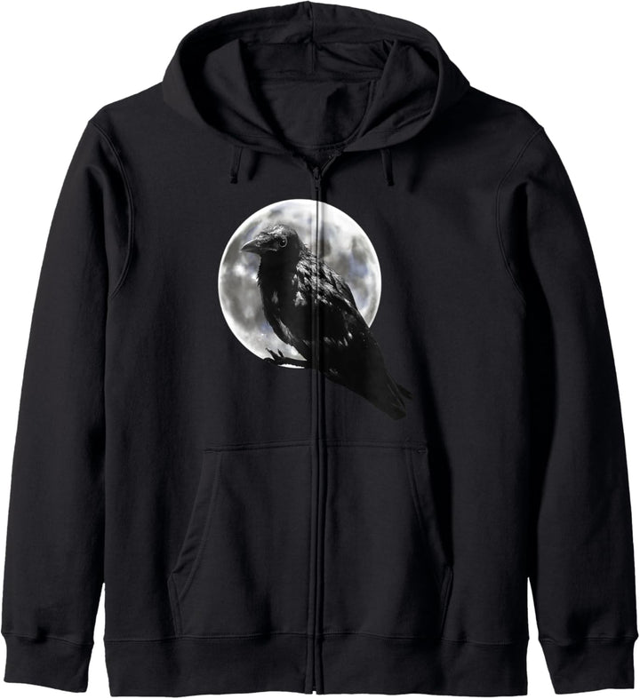 Schwarzer Rabe mit Mond. Occult Halloween Geschenk - Odin Kapuzenjacke