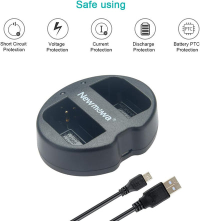 Newmowa Ersatz Akku NP-F550 (2er Pack) und Tragbar Micro USB Ladegerät Kit für Sony NP-F530 NP-F550