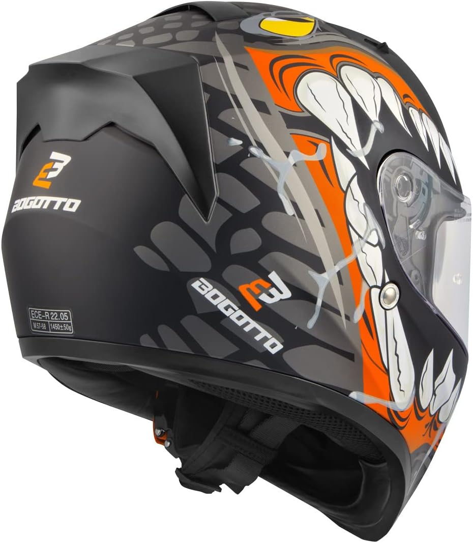 Bogotto V128 Naga Helm XL schwarz/orange, XL schwarz/orange