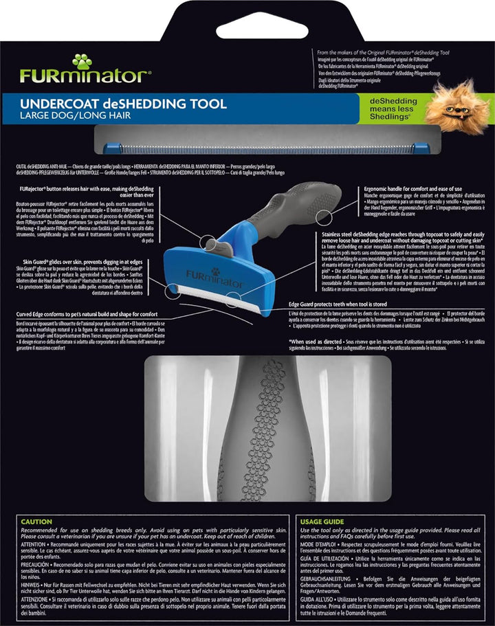 Furminator deShedding-Tool Hund Grösse L Langhaar - Hundebürste für grosse Hunde zur Entfernung der