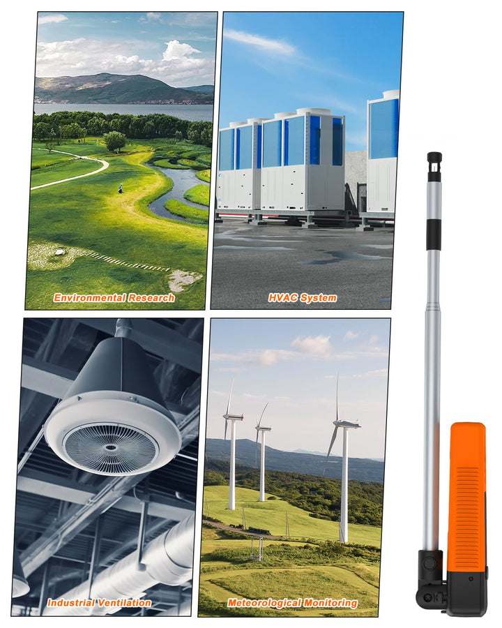SURLABA Hitzdraht-Anemometer, XF-9100A CFM Luftgeschwindigkeitsmesser Bluetooth-APP-Verbindung, Outd