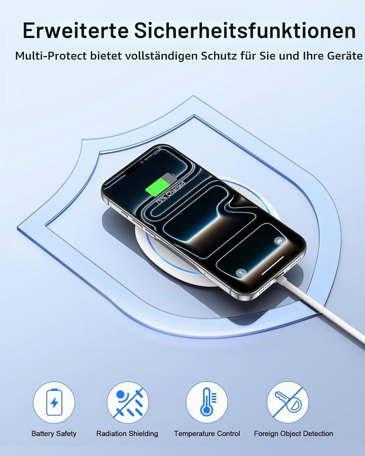 Magsafe Ladegerät mit 20W Schnelles Adapter für iPhone Ladestation, NANAMI Wireless Charger induktiv