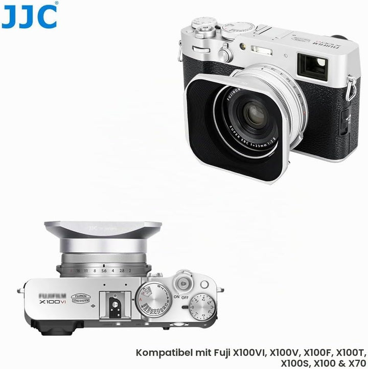 JJC Silber Sonnenblende und Filteradapter für Fujifilm X100V, X100F, X100T, X100S, X100 und X70 Kame
