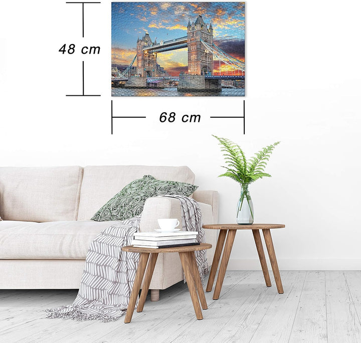 Ulmer Puzzleschmiede - Puzzle „Tower Bridge“– Klassisches 1000 Teile Puzzle – Puzzlemotiv der Tower