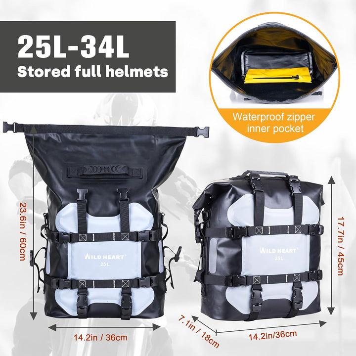 WILD HEART Motorrad Seitentasche Edelstahl Federung wasserdichte Tasche 20L/25L wasserdicht Pianner