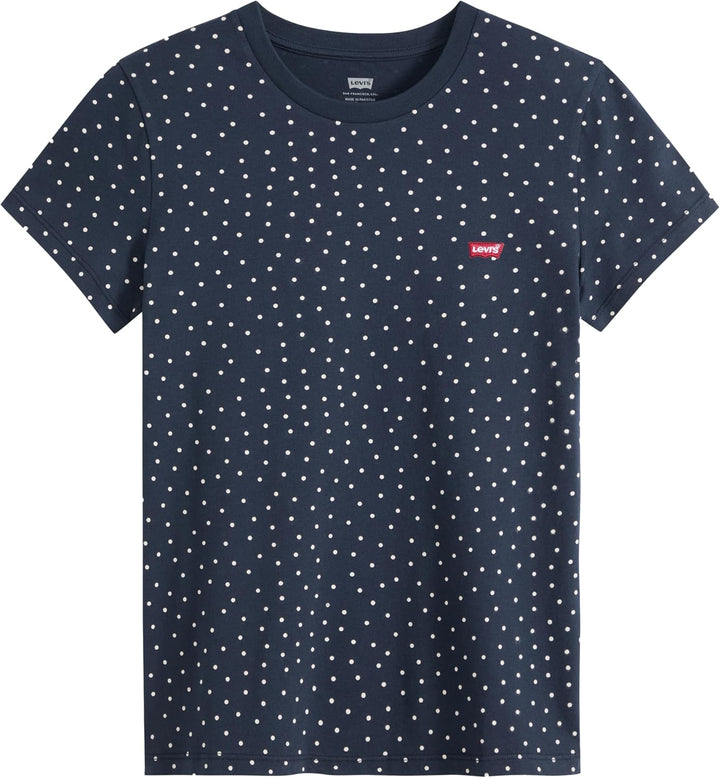Levi's Damen The Perfect Tee T-Shirt, Striped Chesthit Logo XS Inga Dot Spaced Navy Blazer, XS Inga