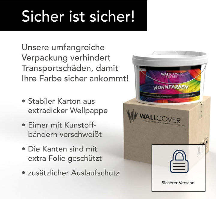 WALLCOVER hochwertige Wandfarbe für Innen | Rot | 2.5L für 20m² | Innenfarbe dunkel Matt | Hochdecke
