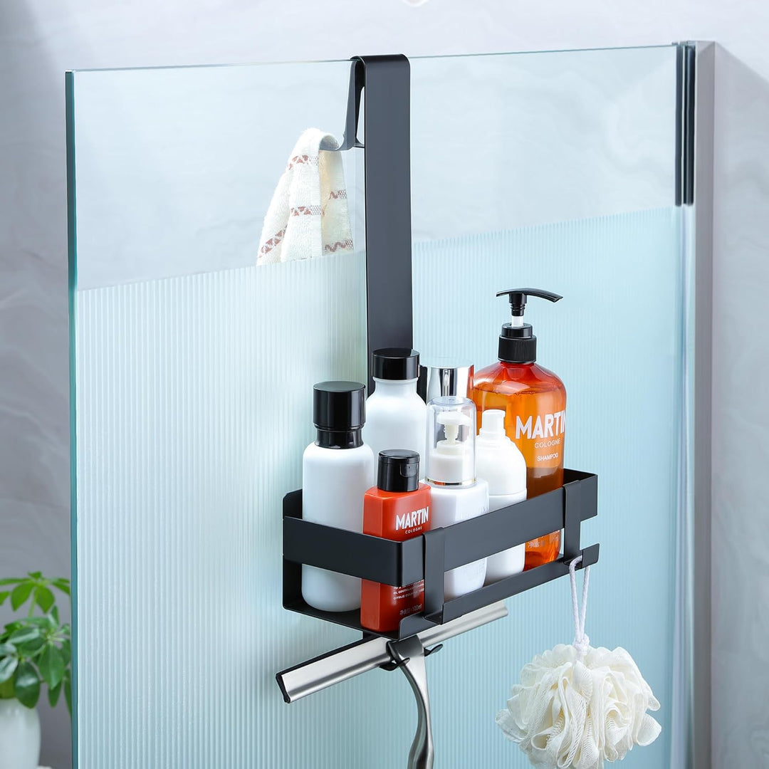 Cooeco Duschablage zum Hängen Schwarz - Duschkorb zum Hängen Edelstahl, Ablage Dusche zum Einhängen
