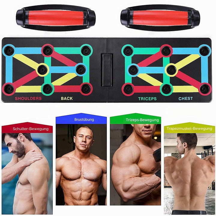 TOMSHOO Push Up Board mit liegestützgriffe, Faltbare Liegestütze mit Handgriff, Fitness Board Home T