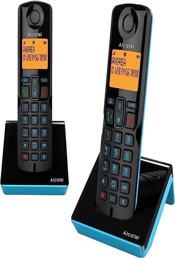 ALCATEL S280 Duo Schwarz und Blau, Schnurloses Telefon mit zusätzlichem Mobilteil Plus erweiterter A