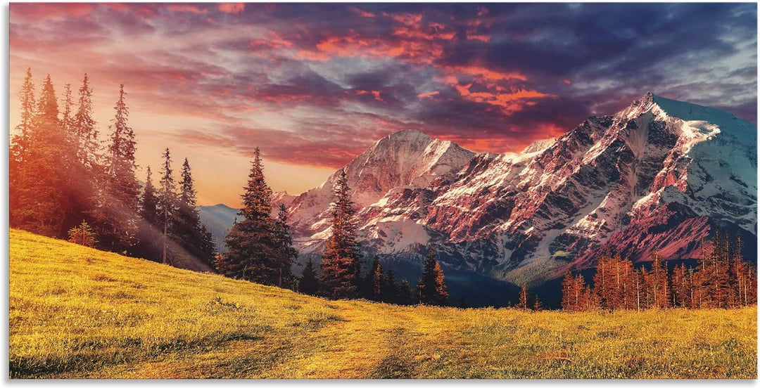 ARTland Wandbild Alu Verbundplatte für Innen & Outdoor Bild 60x30 cm Querformat Landschaft Berge Alp