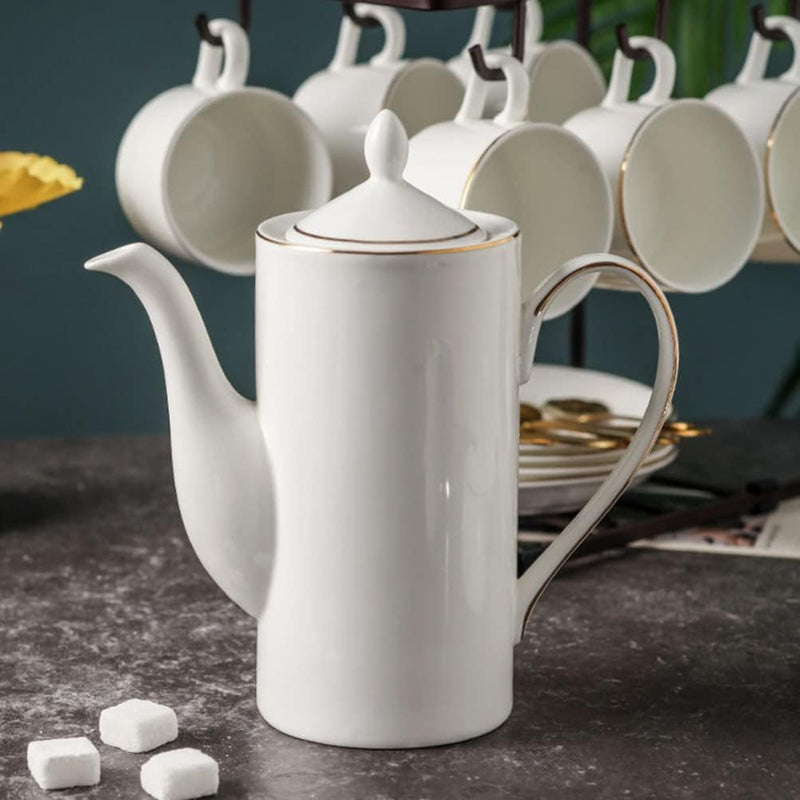 Cabilock Kaffeekanne Porzellan Weiss Teekanne Porzellan Keramik Teekessel Teapot Kaffeetopf Milch To