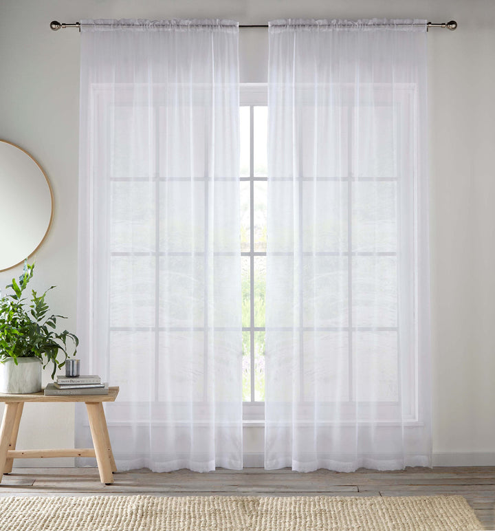 Enhanced Living Voile-Vorhänge für Wohnzimmer, einfarbig, gewebt, mit Schlitzen, 145 x 152 cm, Weiss