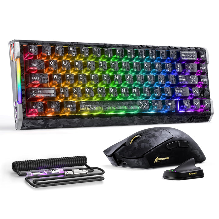 ATTACK SHARK R68 HE – kabelgebundene Gaming-Tastatur aus Carbonfaser mit Magnetanschluss, X11 Ultra