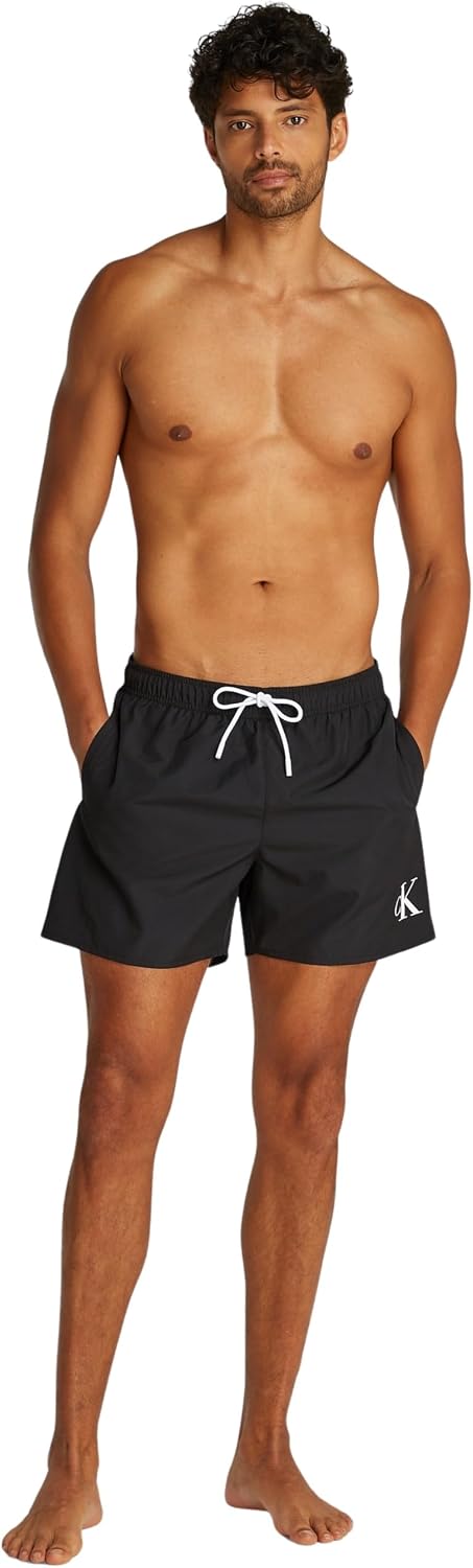 Calvin Klein Herren Badehose Medium Drawstring Lang XXL Schwarz (Pvh Black), XXL Schwarz (Pvh Black)