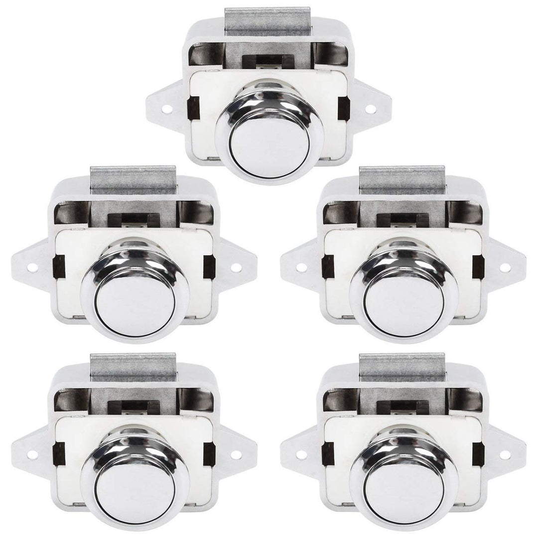 OCGIG 5PCS Cabinet Push Button Lock Schaltflächentyp Schlösser für Wohnwagen, Wohnmobil, Schrankknau