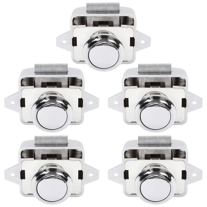 OCGIG 5PCS Cabinet Push Button Lock Schaltflächentyp Schlösser für Wohnwagen, Wohnmobil, Schrankknau