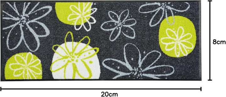 Erwin Müller Fussmatte Koblenz, Schmutzfangmatte, Fussabtreter rutschhemmend, Blumenmotiv grau/grün