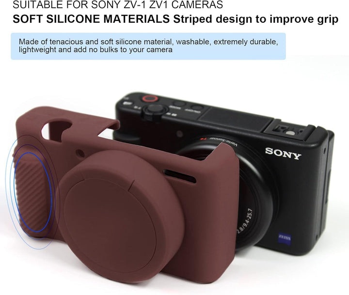 ZV1 Kamera Hülle, Kameratasche Silikon Hülle für Sony ZV-1 ZV1 Digital Vlogging Kamera (Braun), Brau