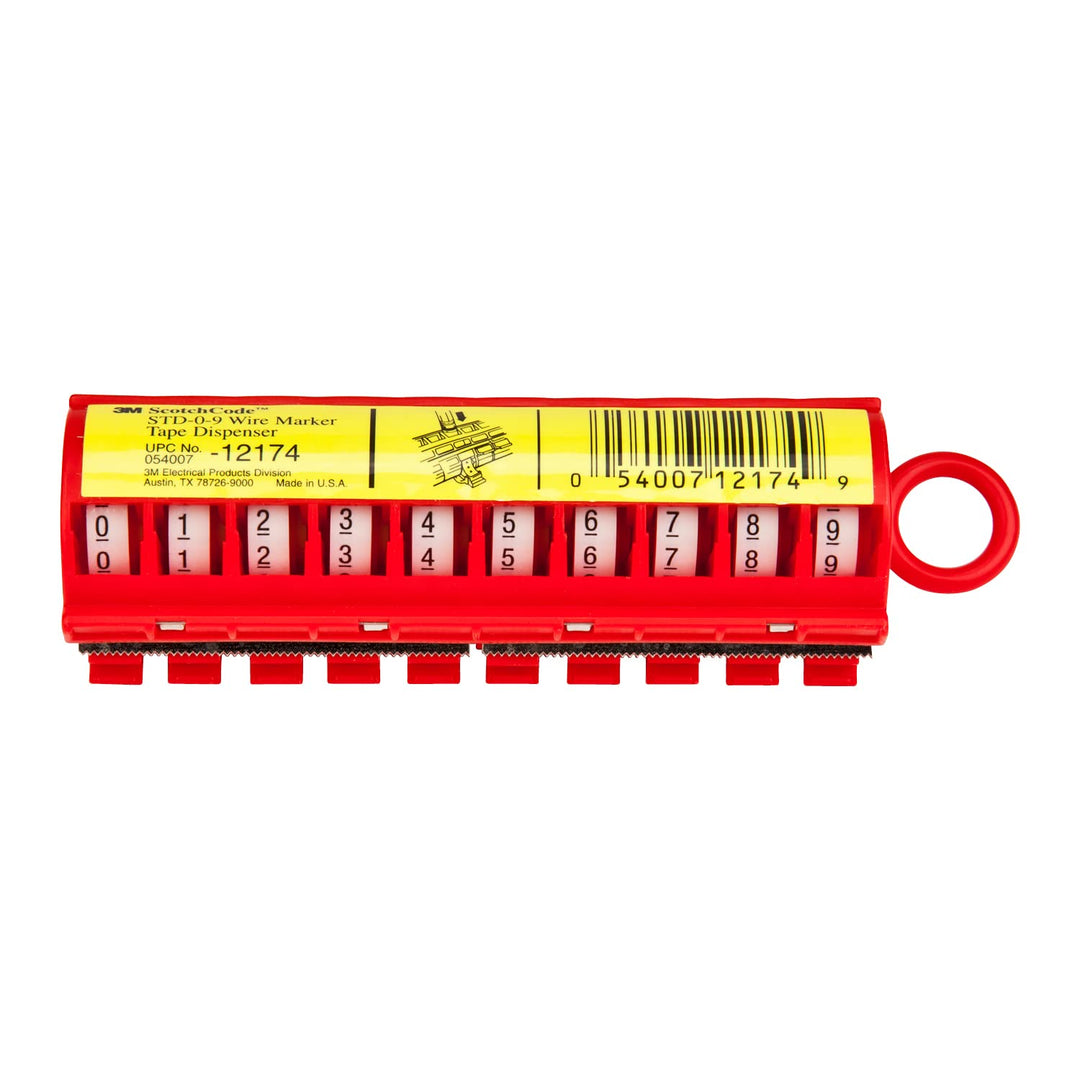 3M ScotchCode STD-0-9 Drahtmarkierungsbandabroller mit Klebeband, inklusive je 1 Rolle von 0-9 numme