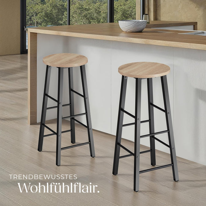 tectake Barhocker 2er-Set, runder Bistrohocker im Industrie-Design, 72,5cm hoch, Vintage Barstühle m