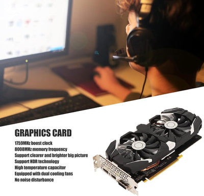 GTX1060 6 GB GDDR5 192-Bit-Gaming-Grafikkarte, 4K HDR 8008 MHz Speicherfrequenz-Computergrafikkarte,