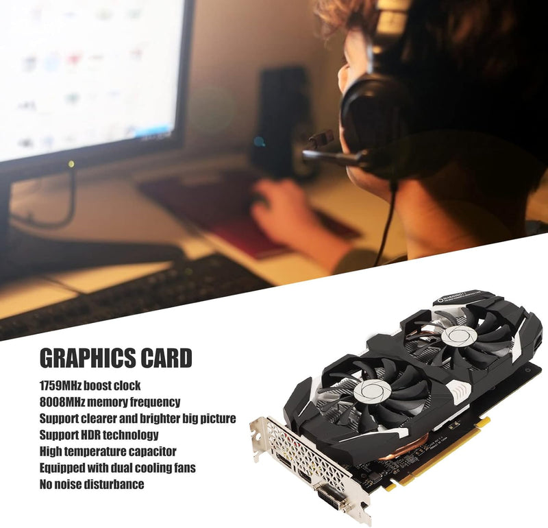 GTX1060 6 GB GDDR5 192-Bit-Gaming-Grafikkarte, 4K HDR 8008 MHz Speicherfrequenz-Computergrafikkarte,