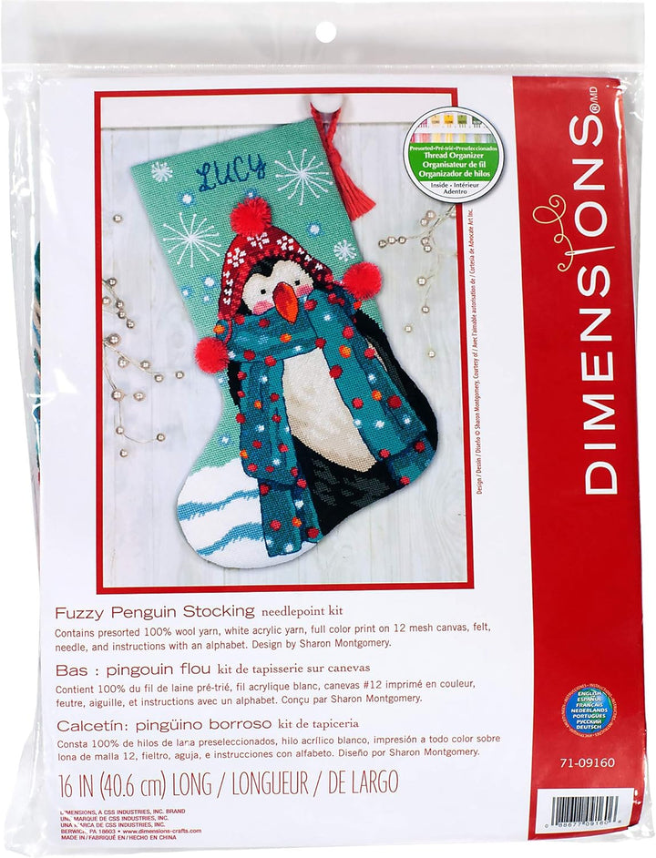 Dimensions 71-09160 Fuzzy Nadelspitze DIY Weihnachtsstrumpf, 12 Netzleinen, 40,6 cm lang, Leinwand,