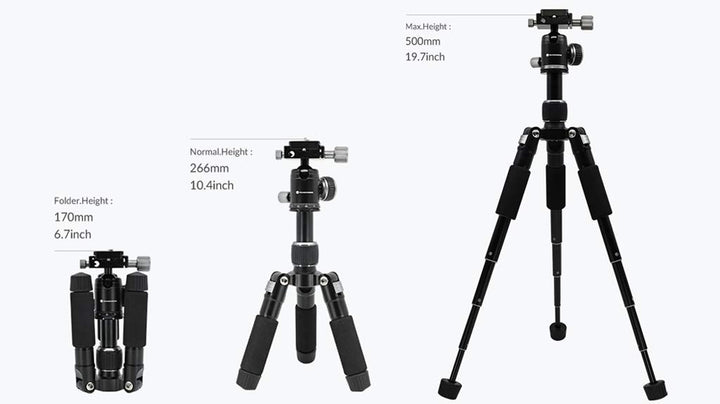 Stativ 50 V (Schwenkstange, Smartphone-Halterung im Lieferumfang enthalten), 50,8 cm (20 Zoll), leic