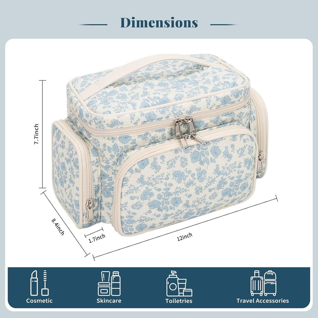 Kosmetiktasche Gross, Reise Make Up Tasche Damen Schminktasche mit Pinselhalter Fach, Portable Makeu