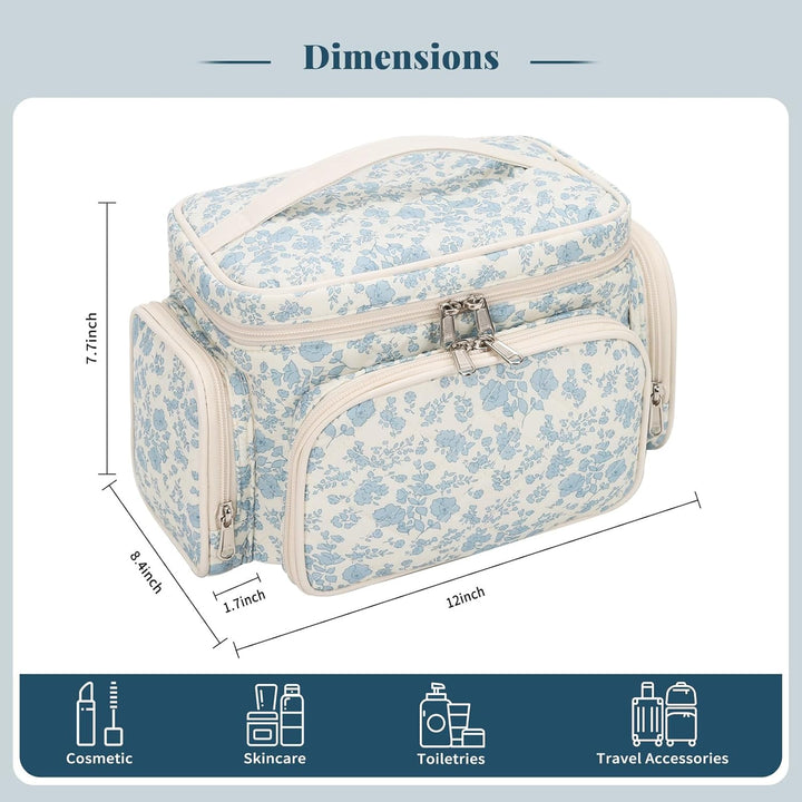 Kosmetiktasche Gross, Reise Make Up Tasche Damen Schminktasche mit Pinselhalter Fach, Portable Makeu