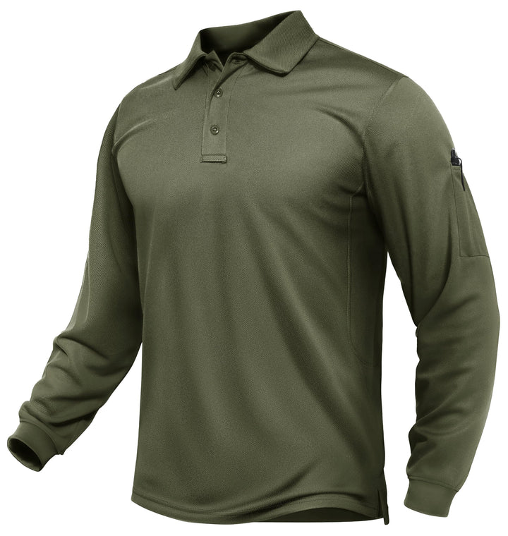TACVASEN Herren Poloshirt Langarm Golf Tshirts Tactical Shirt Leicht Atmungsaktiv Freizeitshirts mit