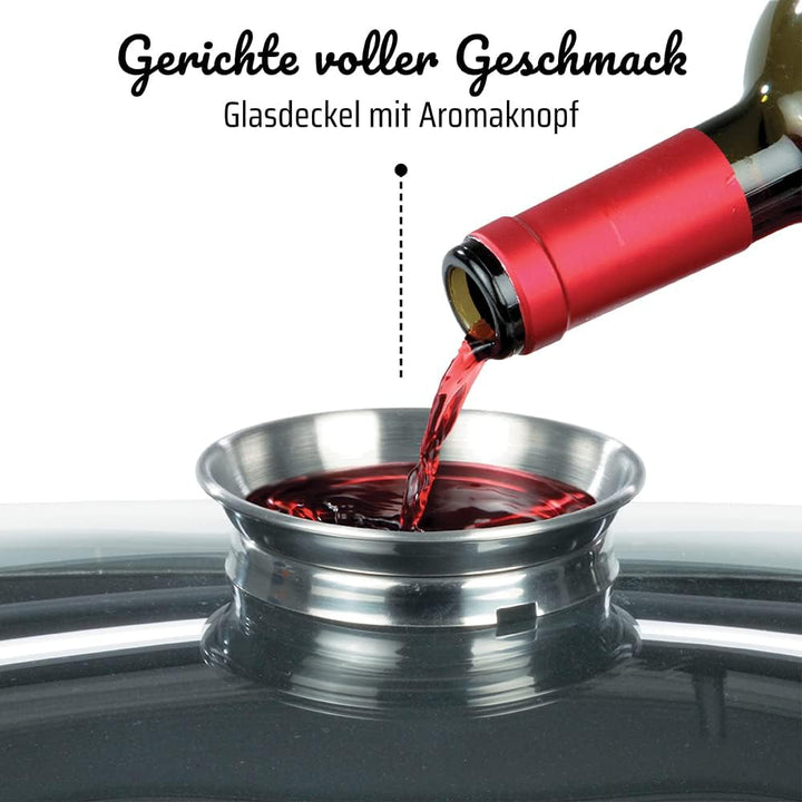 GSW 167413 Ceramica Kobaltblau Induktion Viereckbräter mit Aroma-Glasdeckel 28x28x8,5cm / ca. 5,0 Li