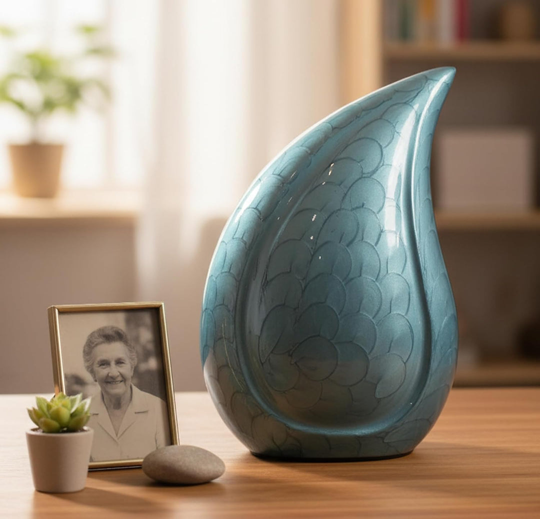 eSplanade Teardrop Cremation Urn Memorial Container Jar Pot | Cremation urn | Metal urn | Burial urn