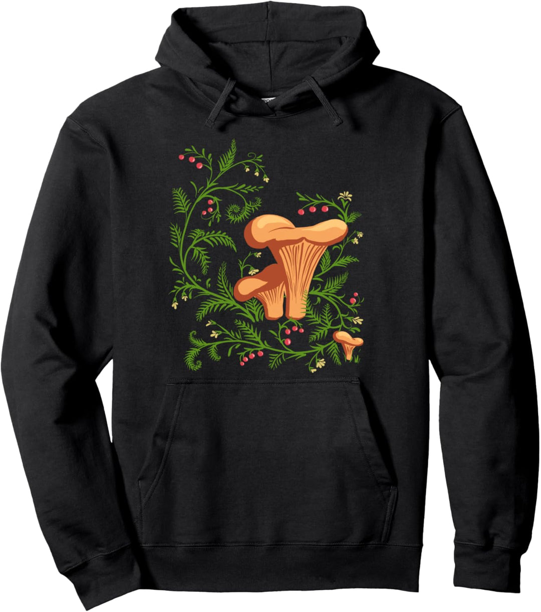 Waldpilze, Blumenpilze, Vintage-Stil, ukrainische Vyshyvanka Pullover Hoodie