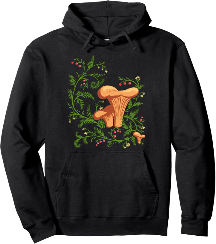 Waldpilze, Blumenpilze, Vintage-Stil, ukrainische Vyshyvanka Pullover Hoodie