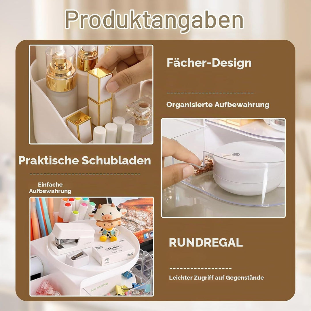Schminktisch Organizer mit 2 Schubladen &amp; Pinselhalter, Make Up Organizer Kosmetik Aufbewahrung für