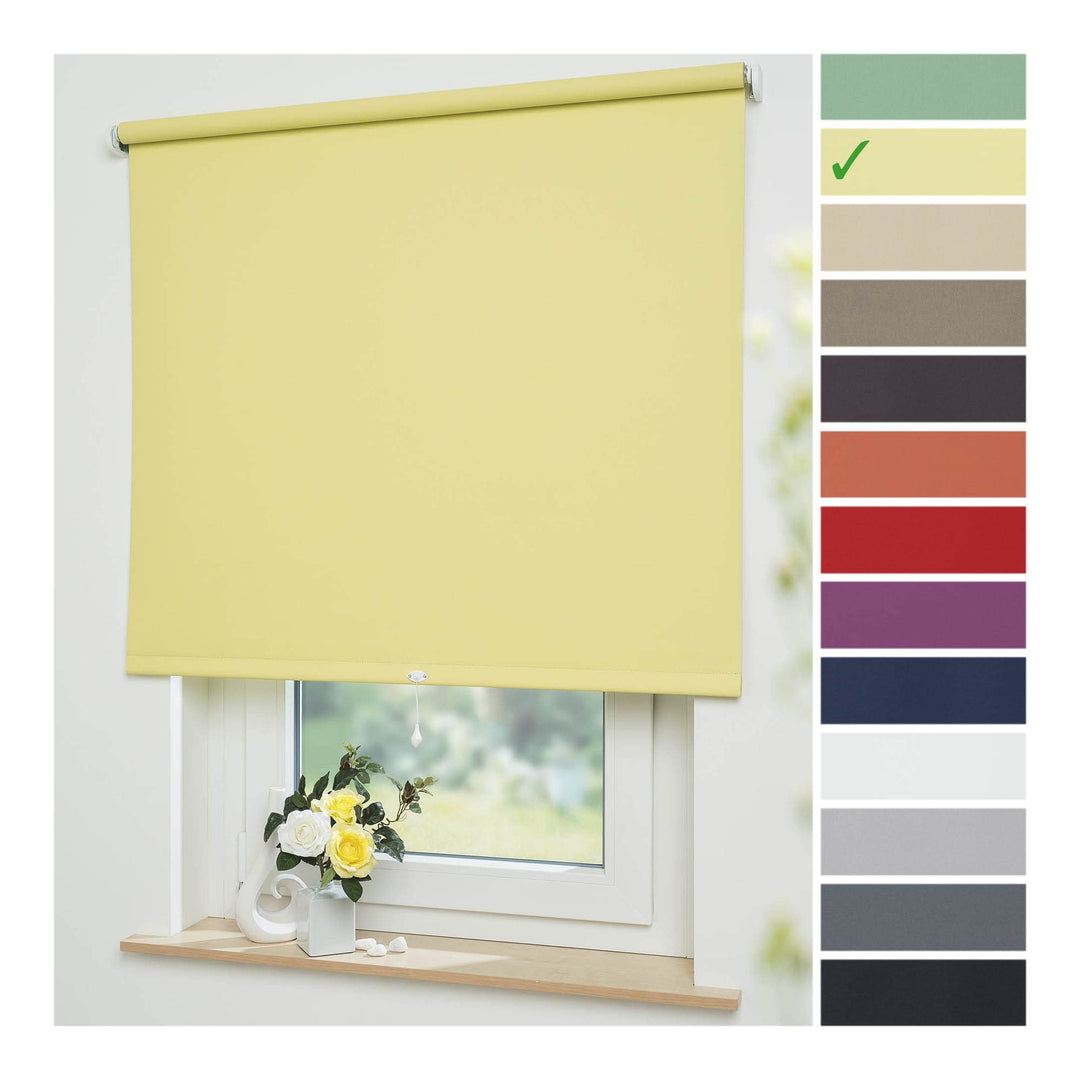 Liedeco® Rollo, Spring-, Schnapprollo / 152 x 180 cm (Breite x Höhe), gelb/Verdunkelnd, Abdunkelnd,