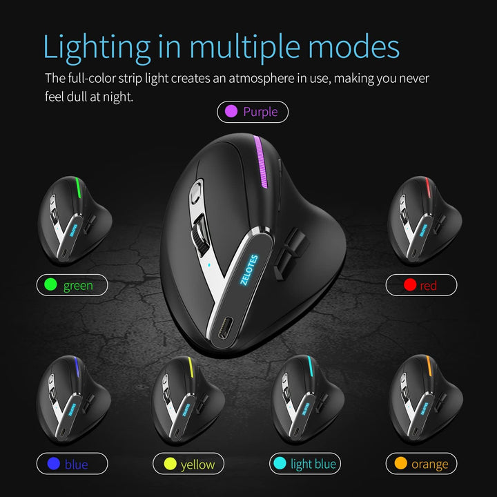 Kabellose Ergonomische Maus mit anpassbaren Tastenkombinationen, wiederaufladbare vertikale optisch