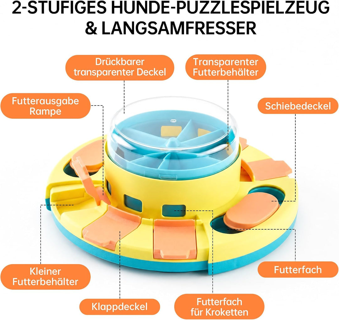 Hundepuzzle-Spielzeug, 2 Ebenen, Slow Feeder, Futterspender für Leckerlis, IQ-Training und Unterhalt