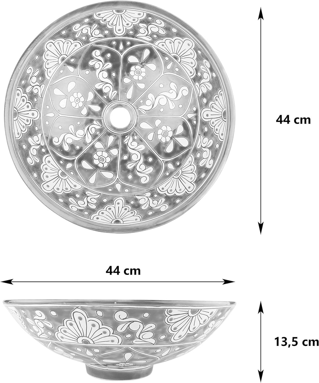 Juanetta - Handgemachtes mexikanisches Waschbecken - Cerames | Aufsatzwaschbecken 44 x 13,5 cm | Han