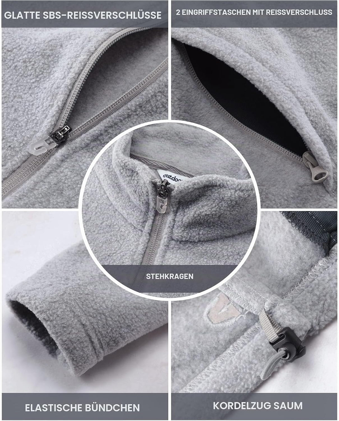 Outdoor Ventures Damen Fleecejacke mit Durchgehendem Reissverschluss Stehkragen Frauen Leichte Fleec
