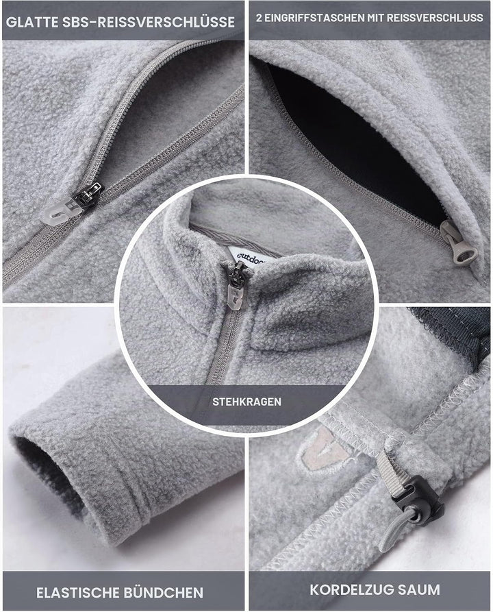 Outdoor Ventures Damen Fleecejacke mit Durchgehendem Reissverschluss Stehkragen Frauen Leichte Fleec