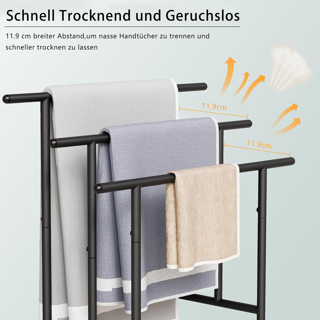 BEWISHOME Handtuchständer,Handtuchhalter stehend mit 3 Handtuchstangen,Handtuchleiter,Badetuchhalter
