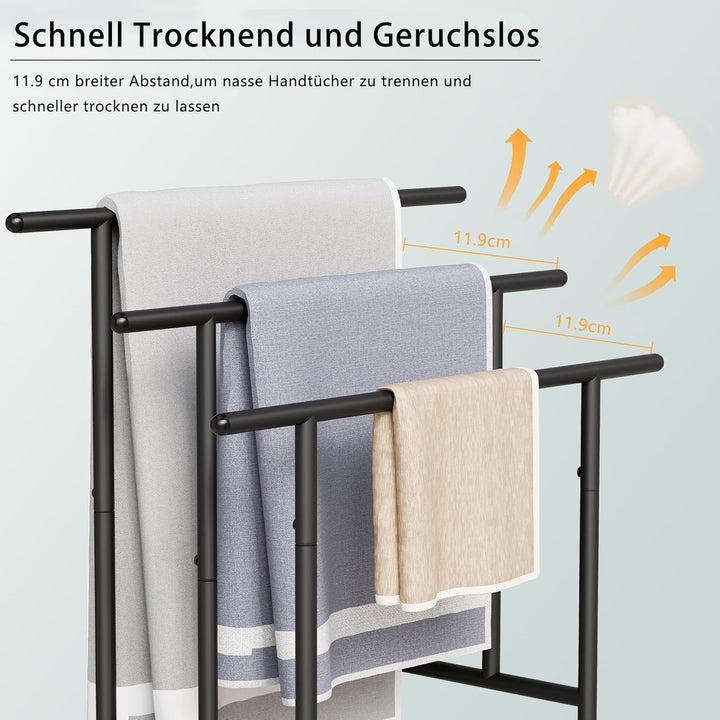BEWISHOME Handtuchständer,Handtuchhalter stehend mit 3 Handtuchstangen,Handtuchleiter,Badetuchhalter